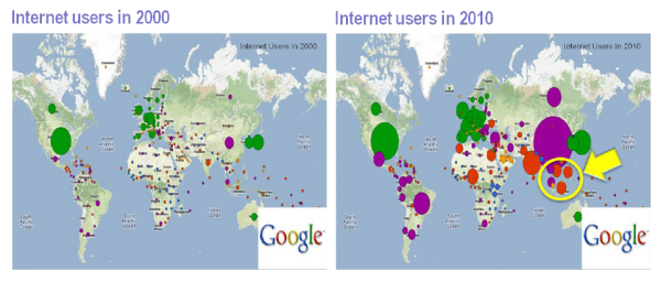 Growth in Internet Users 2000 - 2010